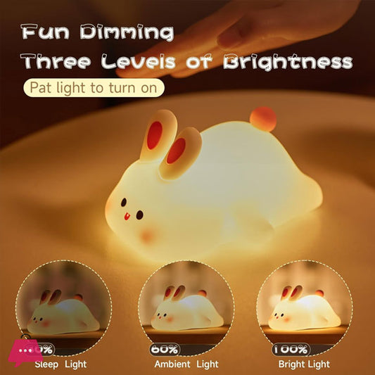 Cute BunnyGlow Rechargeable Silicone Night Lamp