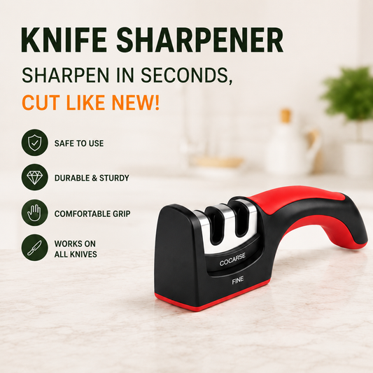 Premium 3-Stage Professional Knife Sharpener – Manual Kitchen Knife Sharpening Tool