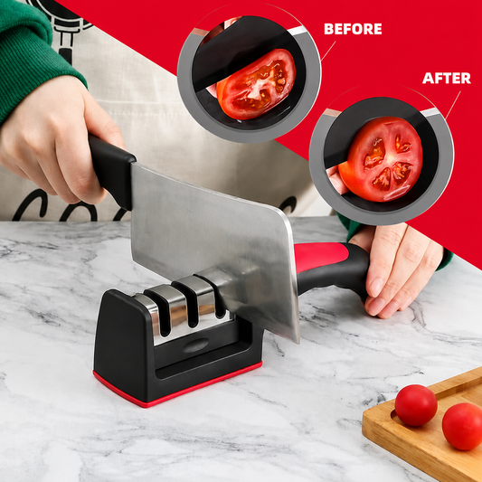 Premium 3-Stage Professional Knife Sharpener – Manual Kitchen Knife Sharpening Tool