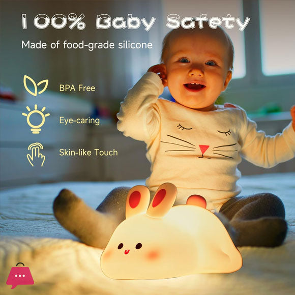 Cute BunnyGlow Rechargeable Silicone Night Lamp